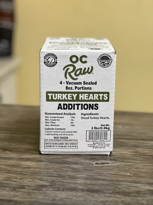 OC Raw Additions Frozen Raw Diced Turkey Hearts 2lb